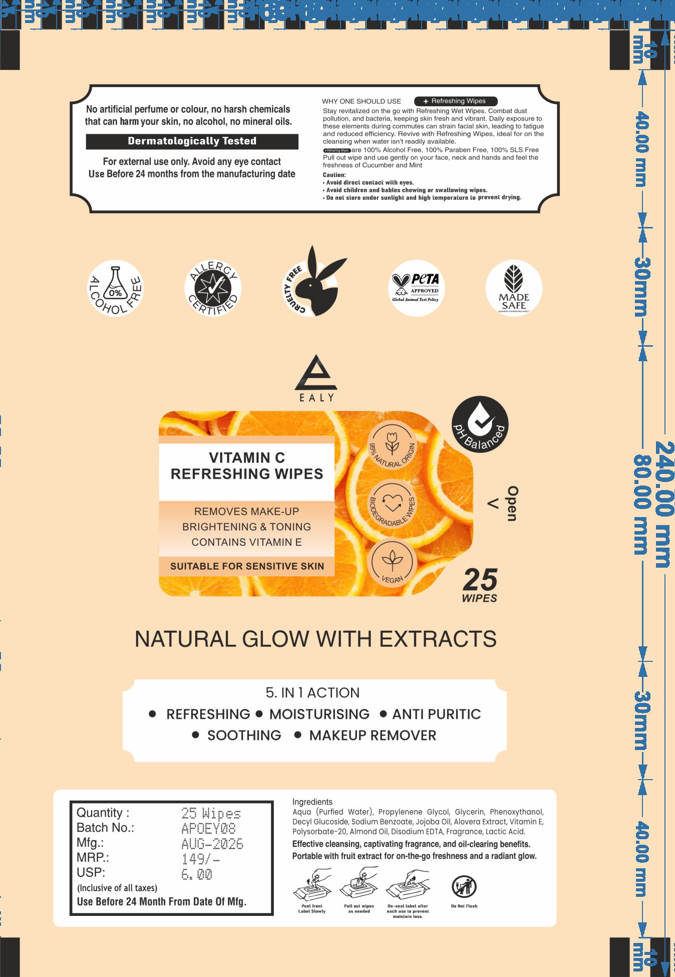 Vitamin C Refreshing Wipes pack, front